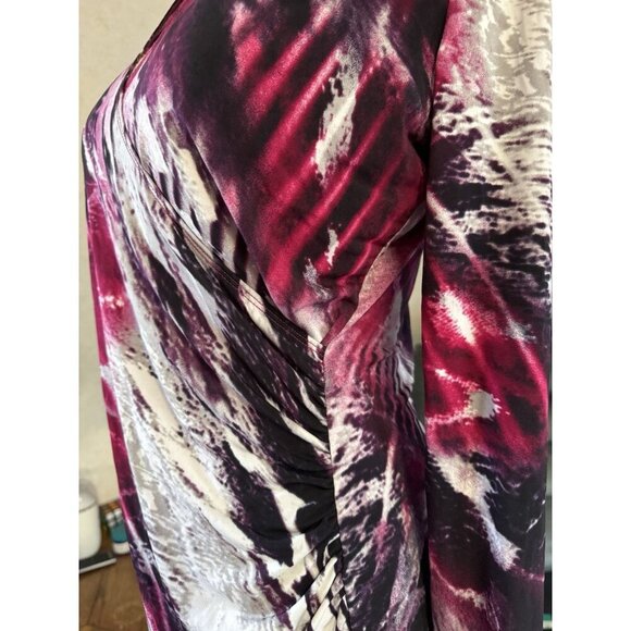 CACHE Turtle Neck Faux Wrap Long Sleeve Blouse Top Pink Y2k 90s Grunge MEDIUM - Picture 8 of 11